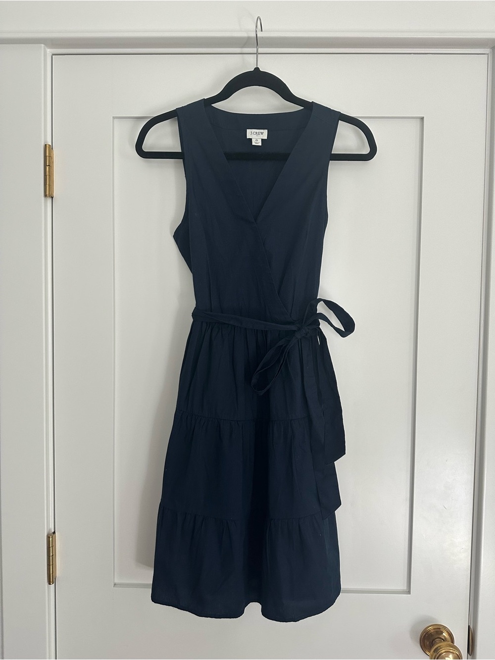 J. Crew Navy Sleeveless Wrap Tiered Midi Dress